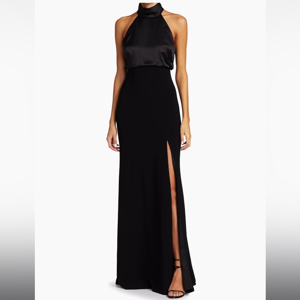 cinq à sept Alexandra turtleneck halter gown